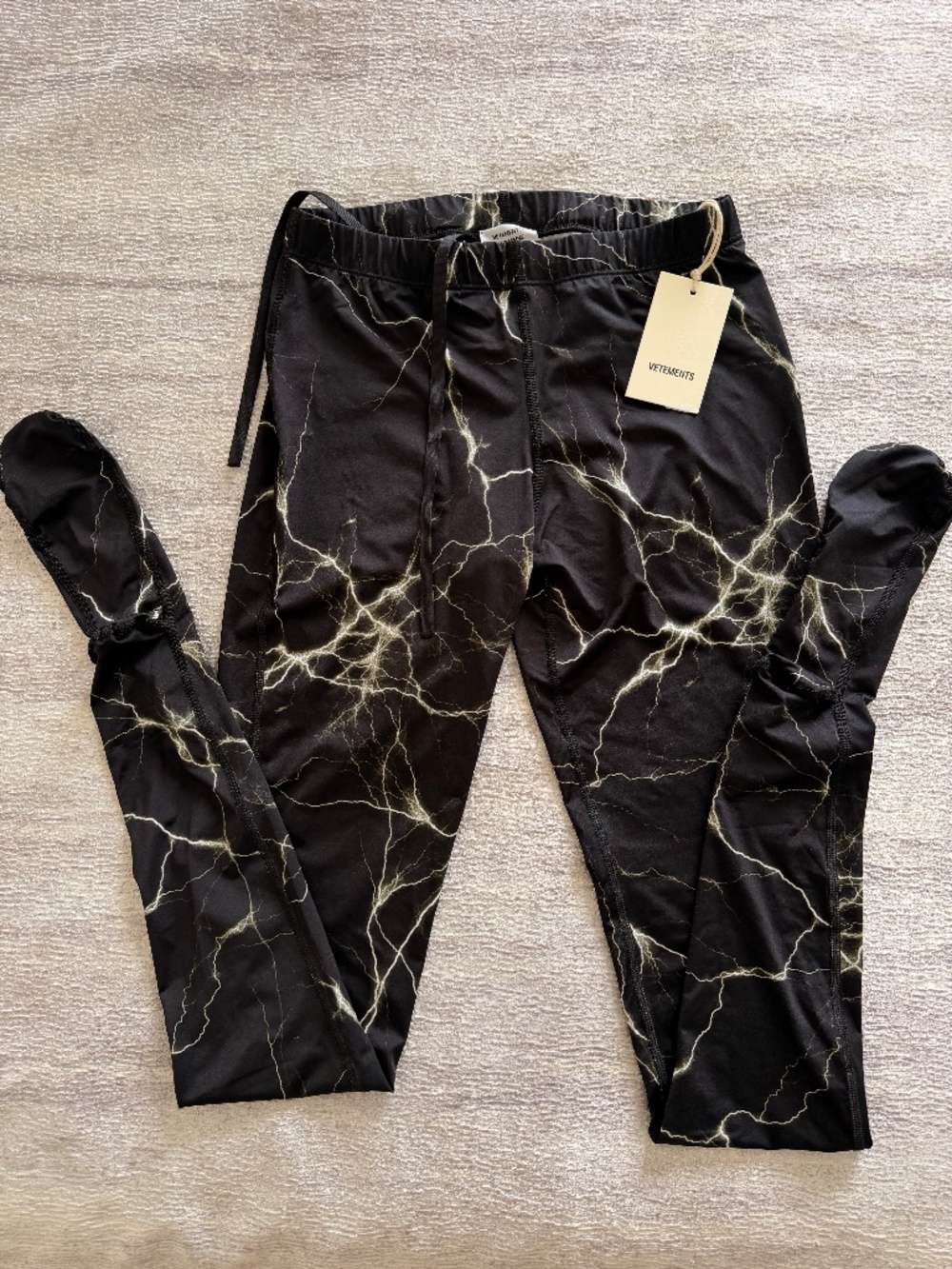 NWT VETEMENTS Black Technical Lightning Socks Size S